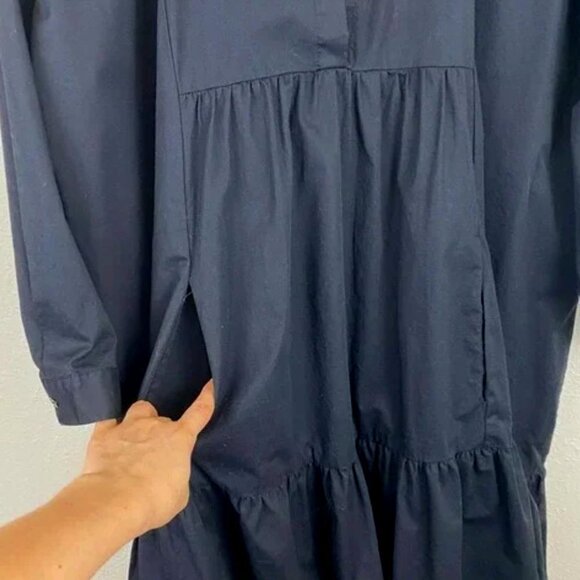 ZARA Black Oversized Voluminous Asymmetric Poplin V-neck Ruffle Shirt Dress XS - Picture 7 of 9